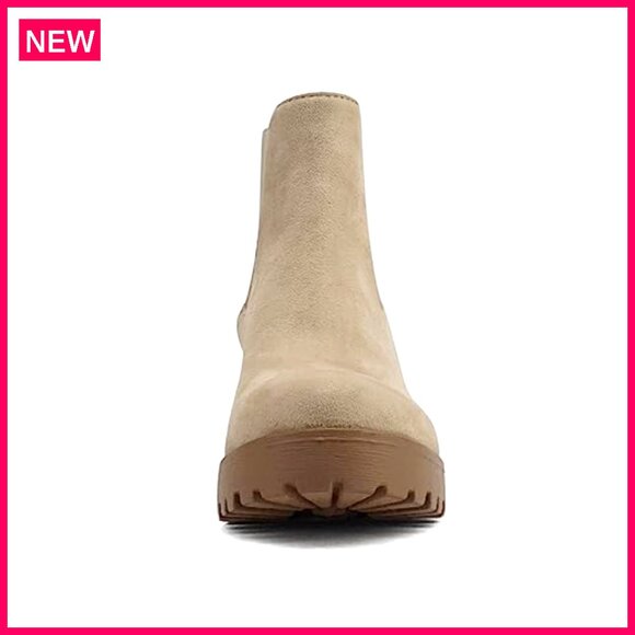 Ankle Boots with Lug Sole Elastic Gore Chunky Heel 2.5 Inch - Picture 4 of 5